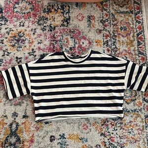 Papermoon Black and White Striped Crop Top